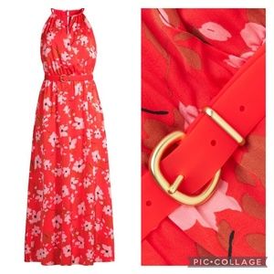 DONNA KARAN Floral Halter Maxi Dress